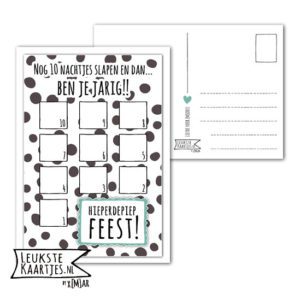 Kaart Aftellen maar -> Nr 03 (Jarig-Dots-zwart)