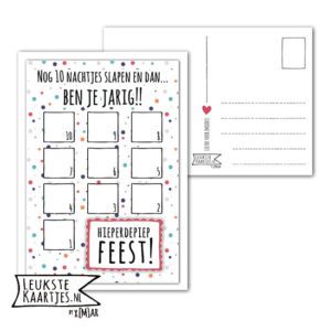 Kaart Aftellen maar -> Nr 04 (Jarig-Dots-gekleurd)