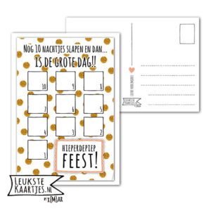 Kaart Aftellen maar -> Nr 06 (De Grote Dag-Dots-Glitter-goudkleur)