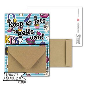 Geldkaart met mini Envelopje -> Boys & Girls - No: 14 (Koop iets te geks-Poppie-Kiss-streep blauw)^