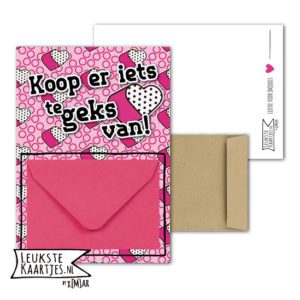 Geldkaart met mini Envelopje -> Boys & Girls - No: 16 (Koop iets te geks-Pin-up-harten-roze)^