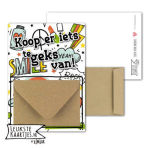 Geldkaart met mini Envelopje -> Boys & Girls - No: 18 (Koop iets te geks-Poppie-Smile-bliksem)^