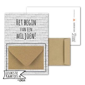 Geldkaart met mini Envelopje -> Miljoen - No: 2 (Begin van een miljoen-streepjes)