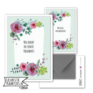 Kaart Rouw + envelop -> No: 1 (Bloemen, Pioenrozen)