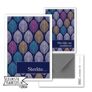 Kaart Rouw + envelop -> No: 9 (Blad, blauw)