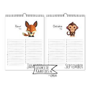 Kalender -> Verjaardag - Dieren No:02 (Dieren-flat - A4 - 29,7x21 cm) - Afbeelding 3