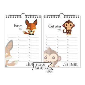 Kalender -> Verjaardag - Dieren No:01 (Dieren-flat - A5 - 21x14,8 cm) - Afbeelding 2
