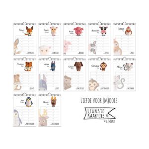 Kalender -> Verjaardag - Dieren No:01 (Dieren-flat - A5 - 21x14,8 cm) - Afbeelding 3
