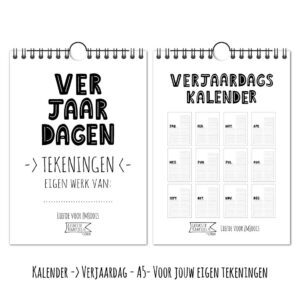 Kalender -> Verjaardag - Tekeningen No:01 (Basis om zelf vol te tekenen/kleuren - A6 of A5) - Afbeelding 5