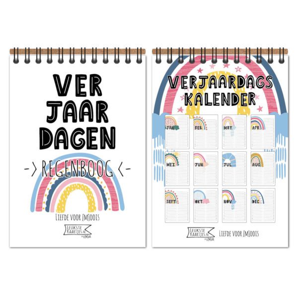 Kalender -> Verjaardag - Regenboog No:01 (Gekleurde regenbogen - A6 - 14,8x10,5 cm)