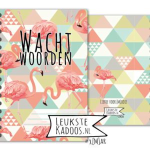 Wachtwoordenboekje - Flamingo No:03 (Wachtwoorden - Flamingo's, driehoeken, gekleurd/roze)