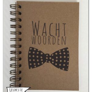 Wachtwoordenboekje - Bow No:01 (Wachtwoorden - Kraft omslag, Strik met stippen zwart/wit)