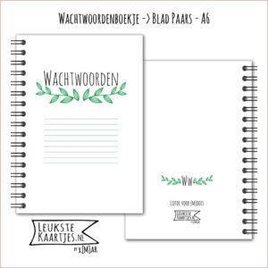 Wachtwoordenboekje - Blad Groen No:01 (Wachtwoorden - Takjes en blaadjes, groen)