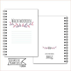 Wachtwoordenboekje - Blad Paars No:01 (Wachtwoorden - Takjes en blaadjes, Paars/roze)