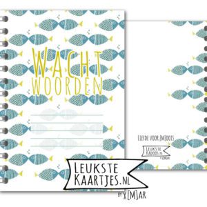 Wachtwoordenboekje - Vissen No:01 (Wachtwoorden - Kussende vissen, blauw/geel)
