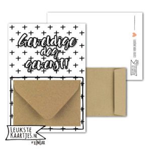 Geldkaart met mini Envelopje -> Felicitaties - No: 6-1 (Zwarte Plusjes-Geweldige dag)