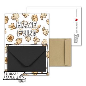 Geldkaart met mini Envelopje -> Bios - No:4-1 (Popcorn los-Have fun-Zwart)^