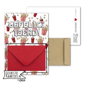 Geldkaart met mini Envelopje -> Bios - No:2-2 (Popcorn Frisdrank-Gefeliciteerd-Rood)^