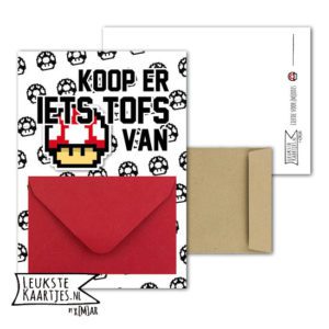 Geldkaart met mini Envelopje -> Games - No: 7 (Koop iets Tofs-Super Mario-Champignon-Zwart)^