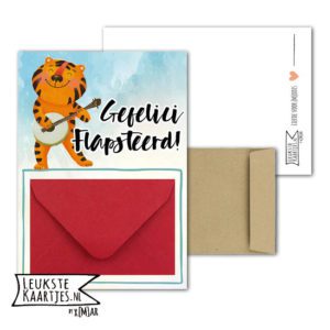 Geldkaart met mini Envelopje -> Kids - No: 04 (Gefeliciflapsteerd-Leeuw met gitaar)