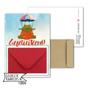 Geldkaart met mini Envelopje -> Kids - No: 05 (Gefeliciteerd-Nijlpaard aan parachute)