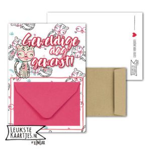 Geldkaart met mini Envelopje -> Kids - No: 07 (Geweldige dag-Poesjes-roze)