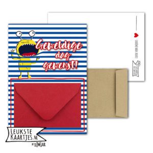 Geldkaart met mini Envelopje -> Kids - No: 08 (Geweldige dag-Monster-blauw)