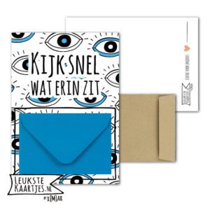 Geldkaart met mini Envelopje -> Kijk snel - No: 01-2 (Ogen-Blauw)