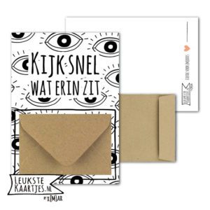 Geldkaart met mini Envelopje -> Kijk snel - No: 01-1 (Ogen-zwart-wit)