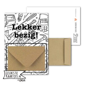 Geldkaart met mini Envelopje -> Klussen - No: 01 (Gereedschap zwart-wit)