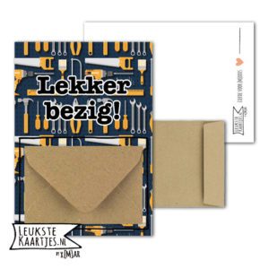 Geldkaart met mini Envelopje -> Klussen - No: 04 (Lekker bezig-Gereedschapswand-blauw)