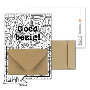 Geldkaart met mini Envelopje -> Klussen - No: 05 (Goed bezig-Bouwmateriaal zwart-wit)