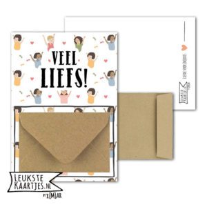Geldkaart met mini Envelopje -> Veel Liefs - No: 04 (Juichende mensen)