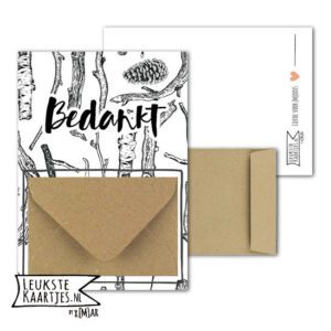 Geldkaart met mini Envelopje -> Bedankt - No: 04 (Takken-bos-zwart/wit)