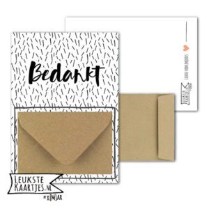Geldkaart met mini Envelopje -> Bedankt - No: 05 (Hageltjes-zwart/wit)