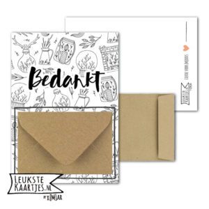 Geldkaart met mini Envelopje -> Bedankt - No: 07-1 (Scandinavie-Kaars-zwart/wit)