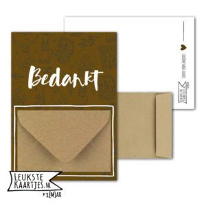 Geldkaart met mini Envelopje -> Bedankt - No: 07-2 (Scandinavie-Kaars-Goudkleurig-bruin kleurig)