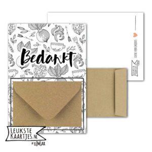 Geldkaart met mini Envelopje -> Bedankt - No: 08-1 (Scandinavie-Thee-zwart/wit)