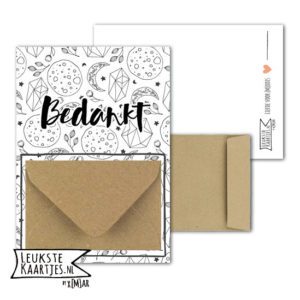Geldkaart met mini Envelopje -> Bedankt - No: 09-1 (Scandinavie-Maan-zwart/wit)