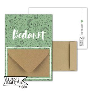 Geldkaart met mini Envelopje -> Bedankt - No: 09-2 (Scandinavie-Maan-groen)