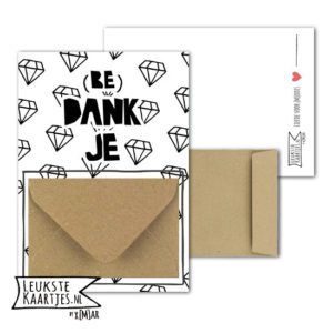 Geldkaart met mini Envelopje -> Bedankt - No: 02-1 (Bedankje-Diamant-zwart/wit)
