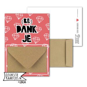 Geldkaart met mini Envelopje -> Bedankt - No: 02-2 (Bedankje-Diamant-Roze)