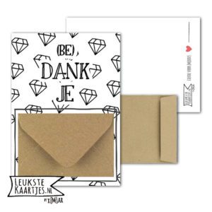 Geldkaart met mini Envelopje -> Bedankt - No: 03-1 (Bedankje-Diamant-zwart/wit)