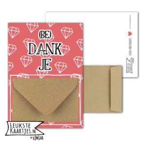 Geldkaart met mini Envelopje -> Bedankt - No: 03-2 (Bedankje-Diamant-roze)