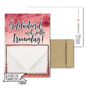 Geldkaart met mini Envelopje -> Trouwen - No: 11 (Watercolor-roze)