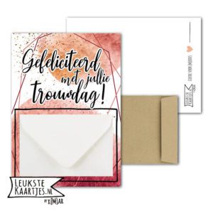 Geldkaart met mini Envelopje -> Trouwen - No: 12 (Watercolor-lichtroze)