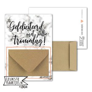 Geldkaart met mini Envelopje -> Trouwen - No: 13-1 (Marmer-Kraft)