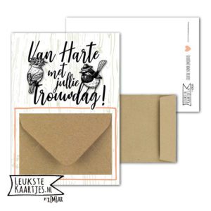 Geldkaart met mini Envelopje -> Trouwen - No: 15 (Van Harte-Mr&Mrs-Vogeltjes)
