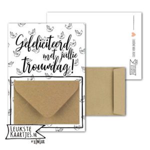 Geldkaart met mini Envelopje -> Trouwen - No: 06-1 (Duifjes-Kraft)