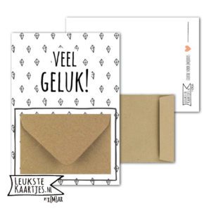 Geldkaart met mini Envelopje -> Geluk - No: 2-1 (Zwart-wit Ruitsteen-Veel geluk)